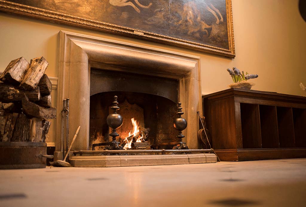 Fireplace in The Entrance Hall at Englefield Estate