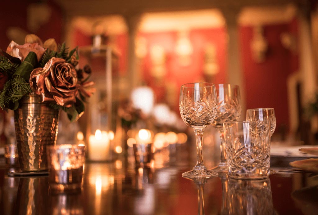 Place settings in The Dining Room at Englefield Estate