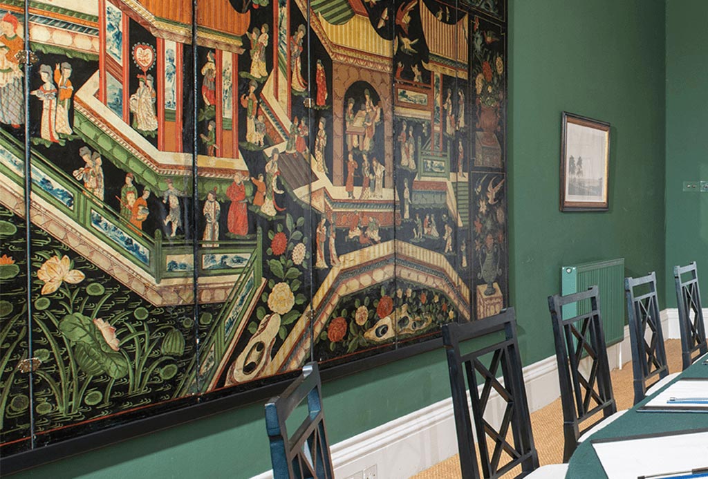 Artwork on wall of Governors Room at Englefield Estate