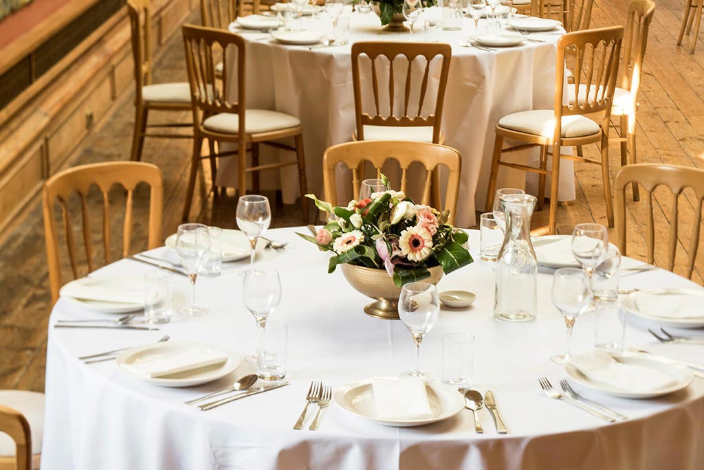 Wedding breakfast table at Englefield Estate
