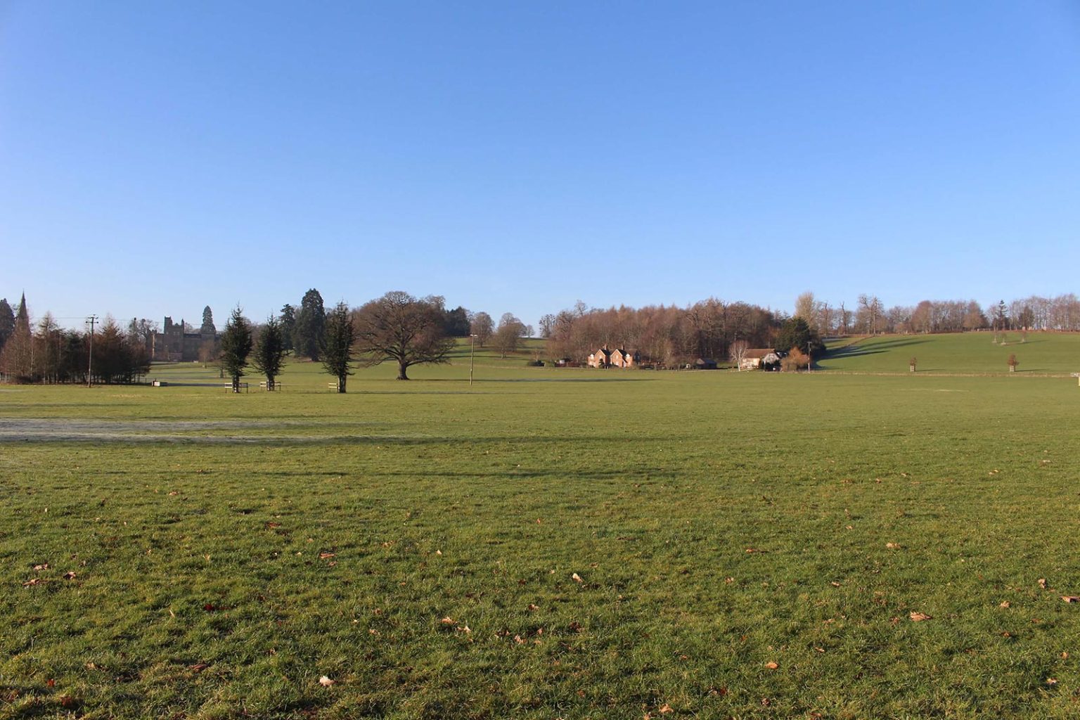 private estate in England for filming with parkland and fields at Englefield Estate