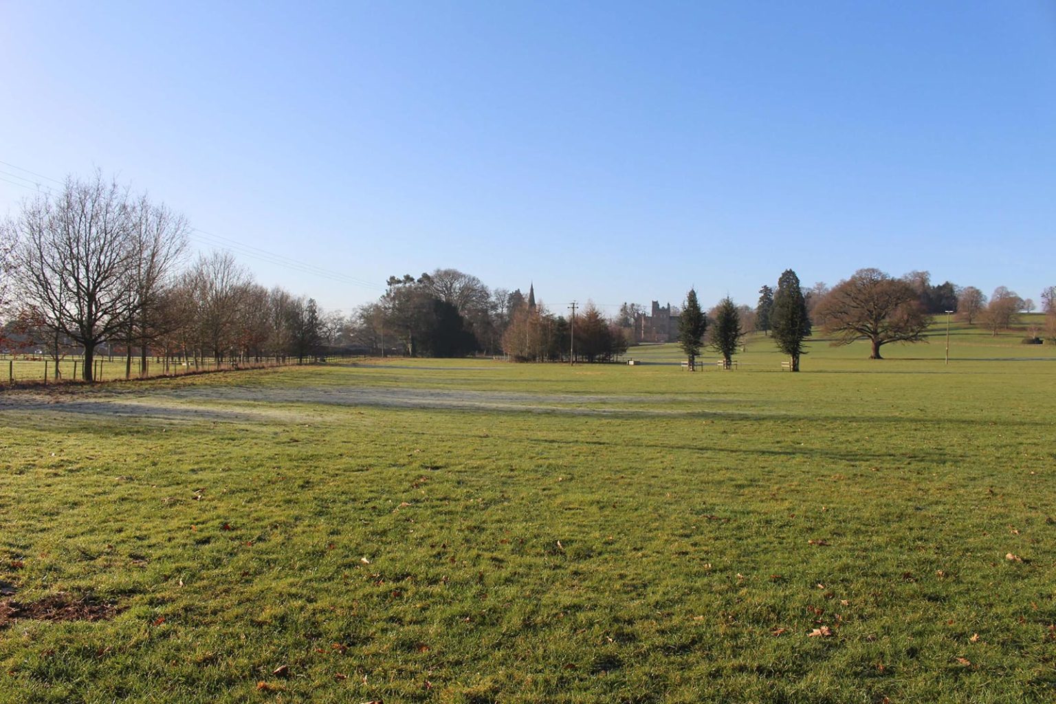private estate in England for filming with parkland and fields at Englefield Estate